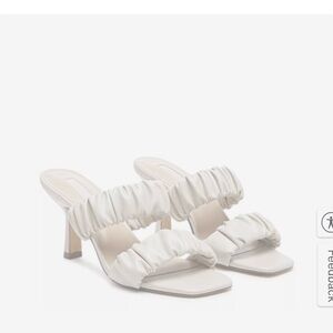 Chic White Ruched Heeled Sandals NWT